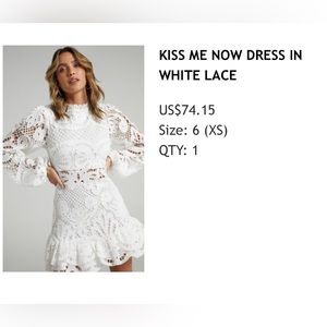 Long Sleeve White Lace Mini Dress